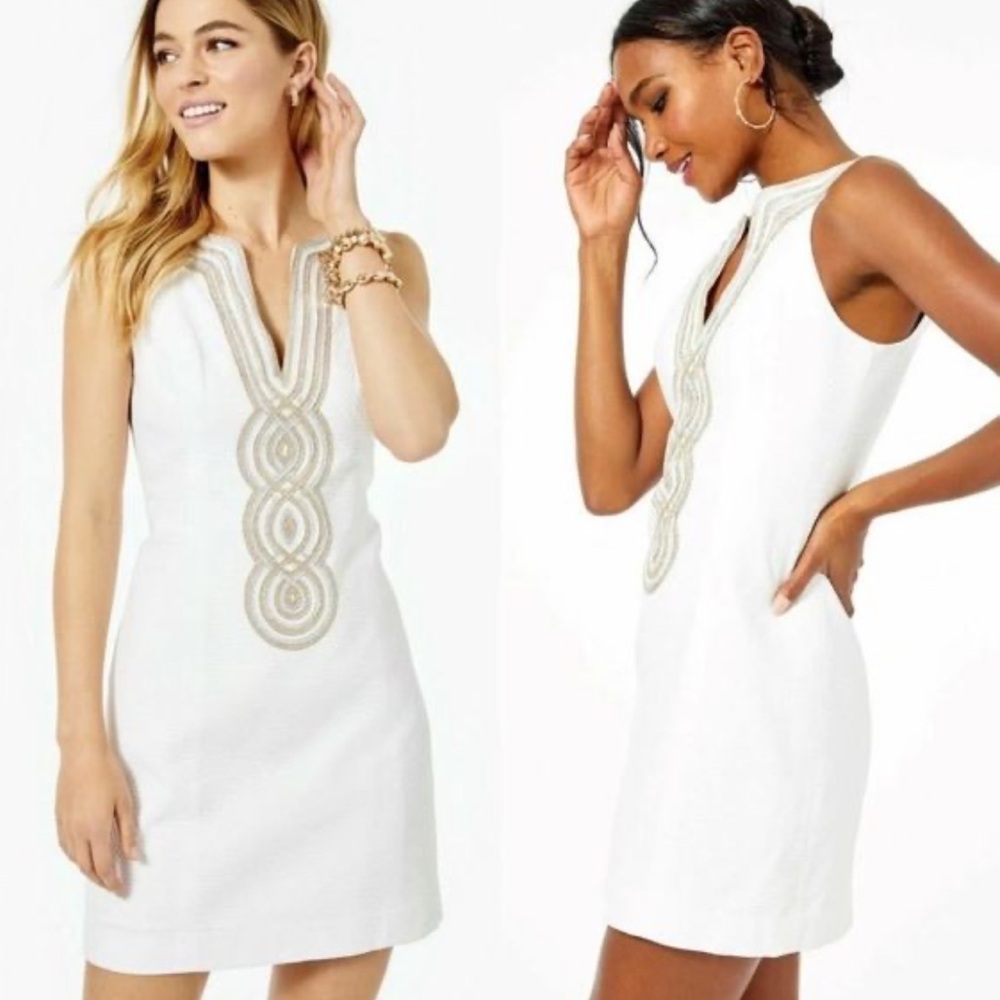 Lilly Pulitzer White and Gold Dress